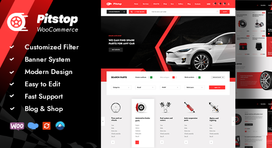 Pitstop - Chủ đề WooC Commerce về phụ tùng ô tô