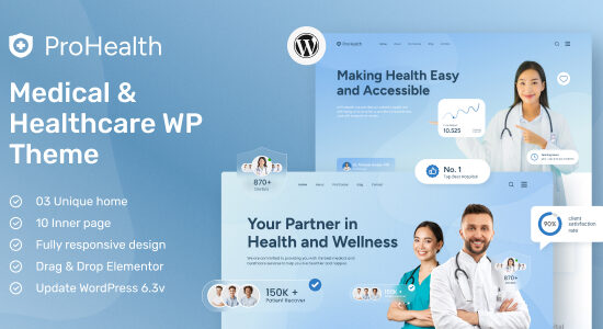 ProHealth - Theme WordPress sáng tạo dành cho y tế và chăm sóc sức khỏe