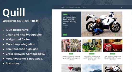 Quill Blog - Chủ đề WordPress tối giản đáp ứng