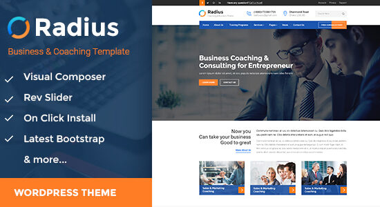 Radius - Chủ đề WordPress đào tạo kinh doanh
