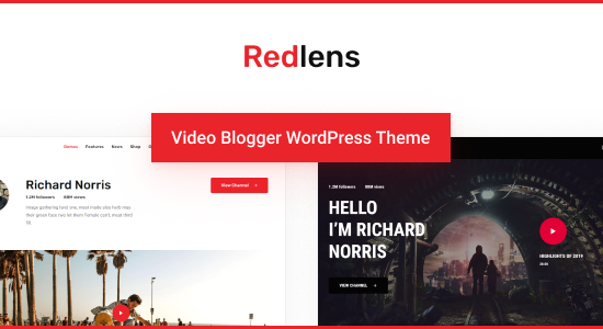 Redlens - Chủ đề Video Blogger và Game Streamer