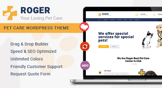 Roger - Chủ đề WordPress Chăm sóc thú cưng