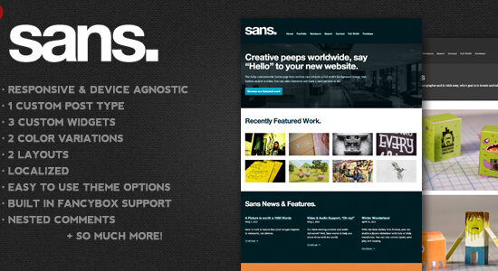 Sans – Một chủ đề WordPress danh mục đầu tư đáp ứng