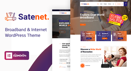 Satenet - Chủ đề WordPress băng thông rộng và Internet