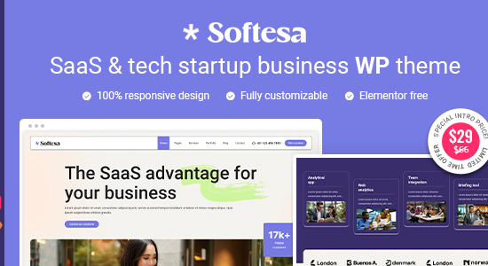 Softesa - Chủ đề WordPress dành cho doanh nghiệp khởi nghiệp phần mềm Saas