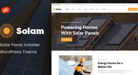 Solam - Chủ đề WordPress trình cài đặt bảng điều khiển năng lượng mặt trời