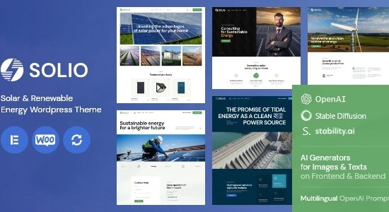 Solio - Chủ đề WordPress về năng lượng mặt trời và năng lượng tái tạo