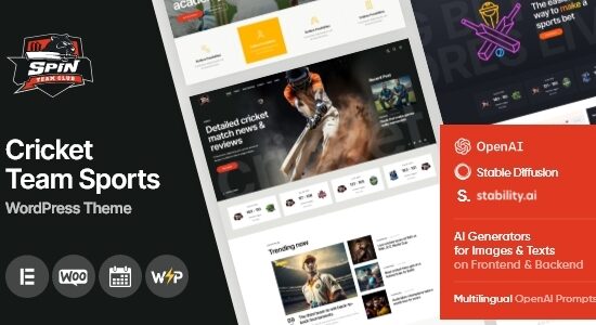 Spin - Chủ đề WordPress thể thao của đội cricket + AI