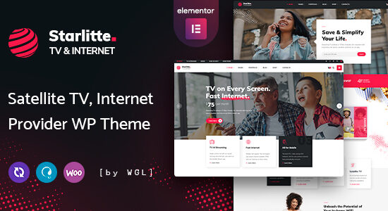 Starlitte - Chủ đề WordPress của nhà cung cấp dịch vụ truyền hình và Internet