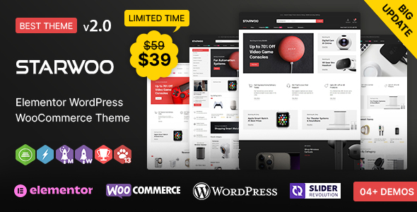 Starwoo WP - Chủ đề WooC Commerce Elementor đa năng