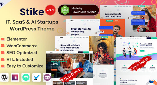 Stike - Công nghệ & SEO IT Startup Elementor WordPress Theme