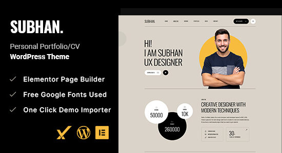 Subhan - Chủ đề WordPress danh mục đầu tư/CV cá nhân