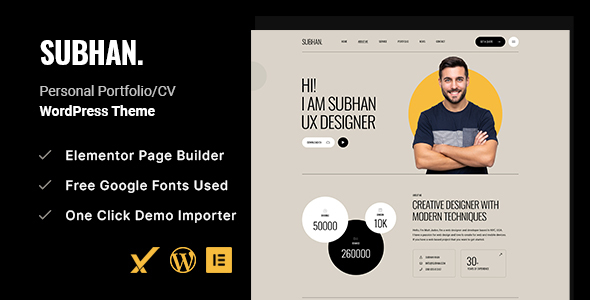 Subhan - Chủ đề WordPress danh mục đầu tư/CV cá nhân