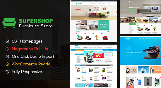 Supershop - Chủ đề WordPress mua sắm WooC Commerce đáp ứng (Sẵn sàng hơn 6 bố cục trang chủ)