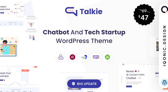 Talkie - Chủ đề WordPress khởi nghiệp công nghệ và Chatbot