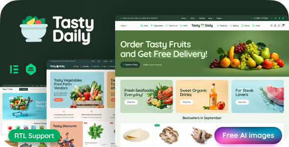 Tasty Daily - Chủ đề WooC Commerce về Cửa hàng tạp hóa & Thực phẩm