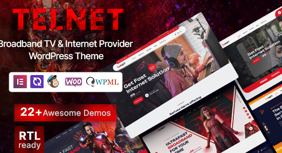 Telnet - Chủ đề WordPress của nhà cung cấp Internet và truyền hình băng thông rộng