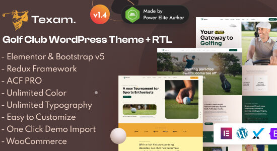 Texam - Chủ đề WordPress của Câu lạc bộ Golf Elementor