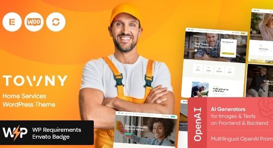 Towny - Chủ đề WordPress cho người giúp việc, dịch vụ dọn dẹp và chăm sóc