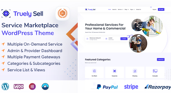 Truelysell - Chủ đề WordPress dành cho thị trường đặt chỗ dịch vụ theo yêu cầu