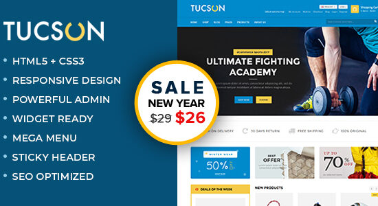 Tucson - Chủ đề WordPress WooC Commerce đáp ứng về thể thao, thể hình và phòng tập thể dục