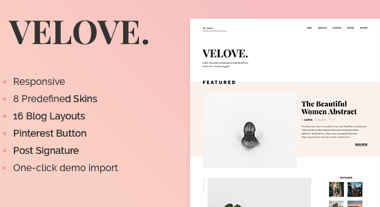 Velove - Một chủ đề blog WordPress nữ tính đáp ứng