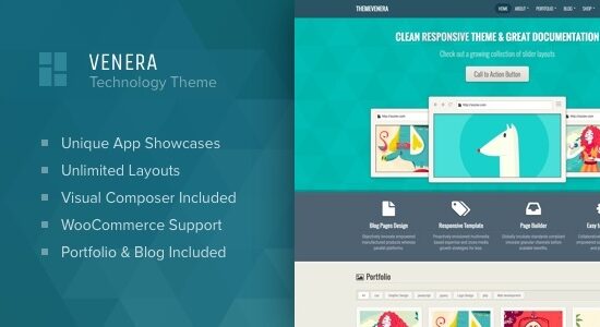 Venera - Trang đích và ứng dụng SAAS giới thiệu chủ đề WordPress