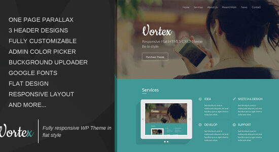 Vortex - Chủ đề WordPress phẳng một trang Parallax