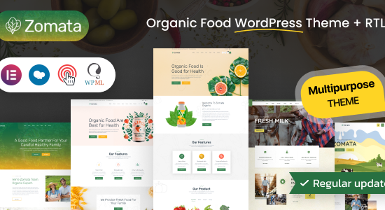 Zomata - Chủ đề WordPress thực phẩm hữu cơ + RTL