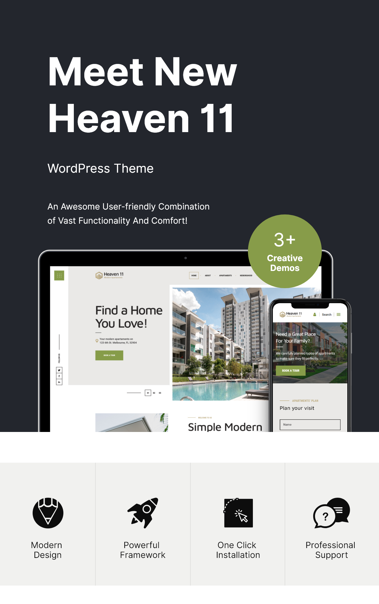 Property & Apartment Real Estate WordPress Theme features