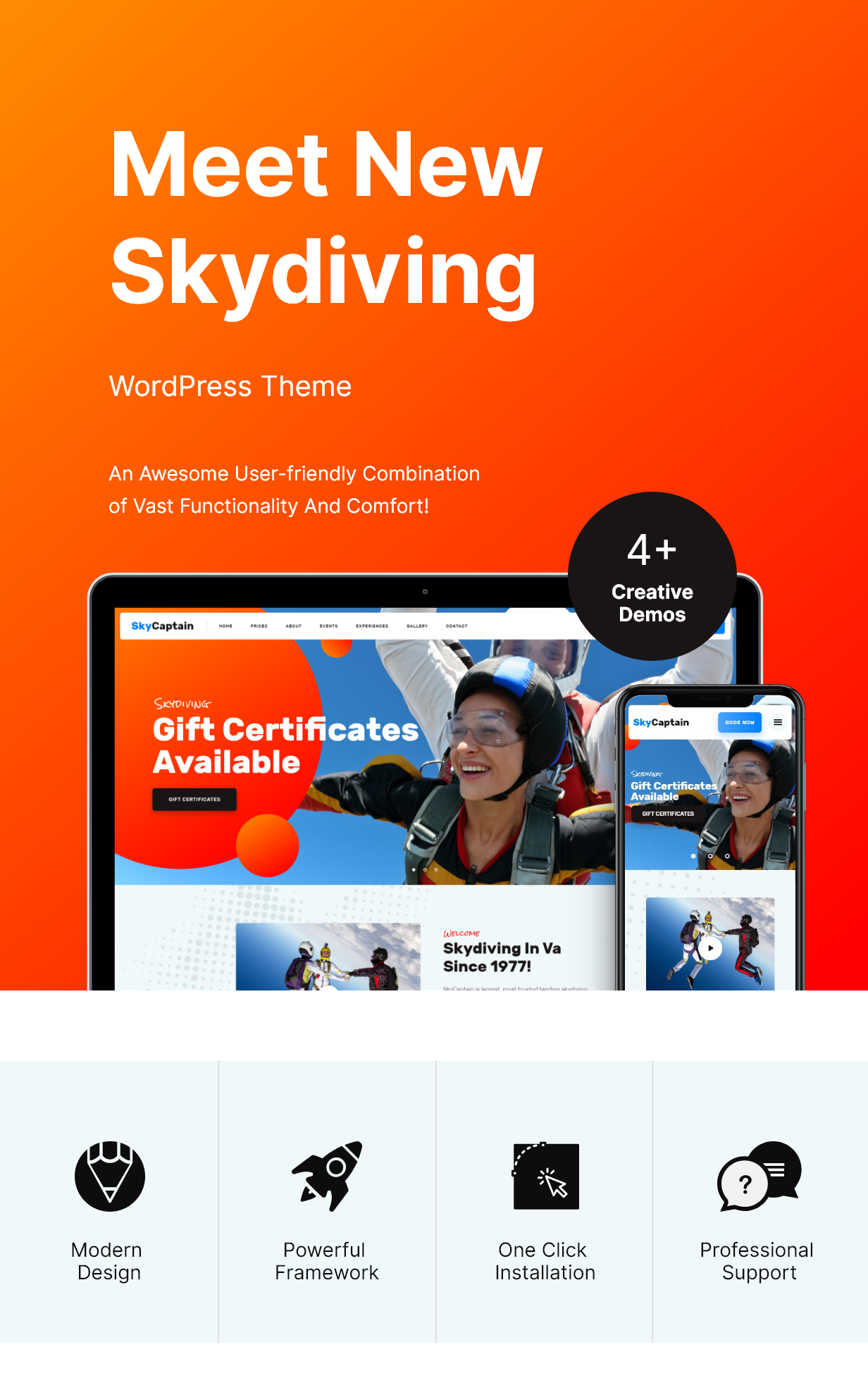 SkyCaptain | Chủ đề WordPress về Nhảy dù & Thể thao mạo hiểm - 1