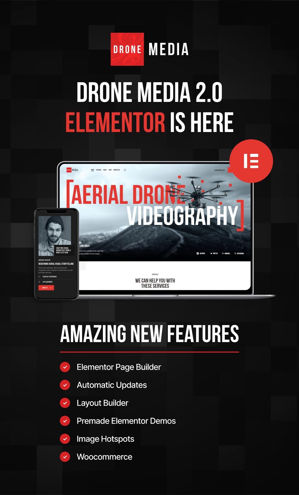 Drone Media 2.0 Elementor update